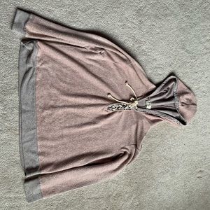 Pink and Gray Knitted Hoodie